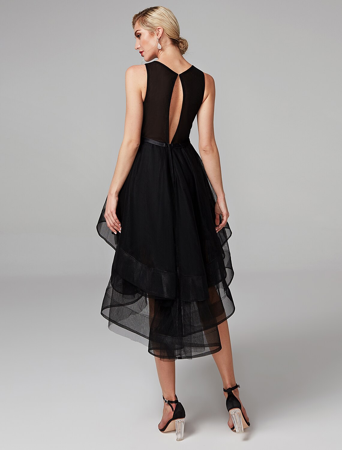Wholesale Ball Gown Cocktail Dresses Vintage Dress Halloween Masquerade Knee Length Sleeveless Jewel Neck The Great Gatsby Satin with Rhinestone Cascading Ruffles